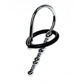 Серебристый уретральный плаг-бусины TOYFA Metal с мягким фиксириющим кольцом - ToyFa - купить с доставкой в Махачкале