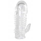 Прозрачная гелевая насадка с шипами и клиторальным отростком - 13 см. - Toyfa Basic - в Махачкале купить с доставкой