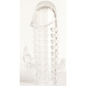 Гелевая прозрачная насадка с 2 отростками - 13 см. - Toyfa Basic - в Махачкале купить с доставкой