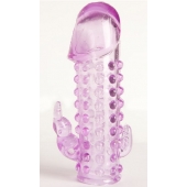 Закрытая фиолетовая насадка с 2 отростками - 13 см. - Toyfa Basic - в Махачкале купить с доставкой