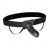 Чёрный полый страпон с вибрацией Unisex Vibrating Hollow Strap-On - 14 см. - Lux Fetish - купить с доставкой в Махачкале