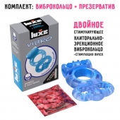 Голубое эрекционное виброкольцо Luxe VIBRO  Дьявол в доспехах  + презерватив - Luxe - в Махачкале купить с доставкой