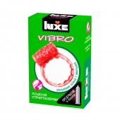 Розовое эрекционное виброкольцо Luxe VIBRO  Поцелуй стриптизёрши  + презерватив - Luxe - в Махачкале купить с доставкой