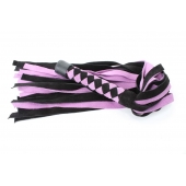 Черно-розовая плеть из замши - 58 см. - БДСМ Арсенал - купить с доставкой в Махачкале