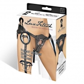 Черные трусики для страпона из патентованной кожи - Lux Fetish - купить с доставкой в Махачкале