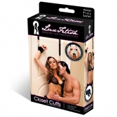 Черные фиксаторы с креплением к двери - Lux Fetish - купить с доставкой в Махачкале