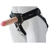 Черный пояс-трусики с насадкой  Гламур Dana  - 15,5 см. - LOVETOY (А-Полимер) - купить с доставкой в Махачкале