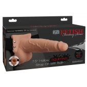 Телесный полый страпон с имитацией эякуляции 7.5  Hollow Squirting Strap-On with Balls Flesh - 21,6 см. - Pipedream - купить с доставкой в Махачкале