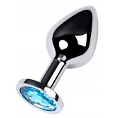 Серебристая конусовидная анальная пробка с голубым кристаллом - 8 см. - ToyFa - купить с доставкой в Махачкале