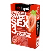 Презервативы для орального секса DOMINO Sweet Sex с ароматом клубничного коктейля  - 3 шт. - Domino - купить с доставкой в Махачкале