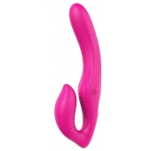 Ярко-розовый безремневой страпон REMOTE DOUBLE DIPPER - 22 см. - Dream Toys - купить с доставкой в Махачкале