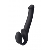 Черный безремневой страпон Silicone Bendable Strap-On M - Strap-on-me - купить с доставкой в Махачкале