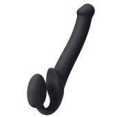 Черный безремневой страпон Silicone Bendable Strap-On M - Strap-on-me - купить с доставкой в Махачкале