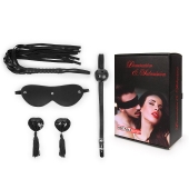 Эротический набор в черном цвете: маска, кляп, пэстисы, плётка - Notabu - купить с доставкой в Махачкале