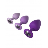 Набор из 3 фиолетовых анальных пробок со стразами Little Gems Trainer Set - Pipedream - купить с доставкой в Махачкале