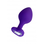 Фиолетовая анальная втулка Diamond Heart с прозрачным кристаллом - 8 см. - ToyFa - купить с доставкой в Махачкале