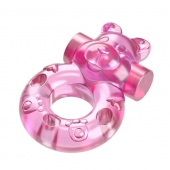 Розовое эрекционное виброкольцо на пенис Pink Bear - Baile - в Махачкале купить с доставкой