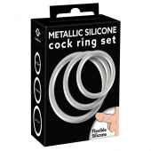 Набор из 3 эрекционных колец под металл Metallic Silicone Cock Ring Set - Orion - в Махачкале купить с доставкой