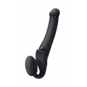 Черный безремневой вибрострапон Silicone Bendable Strap-On M - Strap-on-me - купить с доставкой в Махачкале