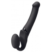 Черный безремневой вибрострапон Silicone Bendable Strap-On M - Strap-on-me - купить с доставкой в Махачкале
