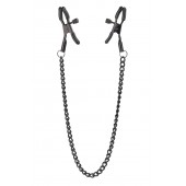 Черные зажимы на соски на цепочке BLAZE DELUXE NIPPLE CLAMPS - Dream Toys - купить с доставкой в Махачкале