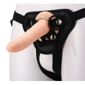 Телесный страпон на черных трусиках STRAP ON REAL DILDO - 20 см. - Dream Toys - купить с доставкой в Махачкале
