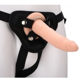 Телесный страпон на черных трусиках STRAP ON REAL DILDO - 20 см. - Dream Toys - купить с доставкой в Махачкале