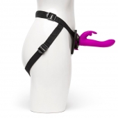 Лиловый страпон Rechargeable Vibrating Strap-On Harness Set - 17,6 см. - Happy Rabbit - купить с доставкой в Махачкале