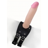 Черный узкий пояс на бедро с телесной насадкой - LOVETOY (А-Полимер) - купить с доставкой в Махачкале
