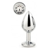 Серебристая анальная втулка с прозрачным кристаллом - 7,1 см. - Dream Toys - купить с доставкой в Махачкале