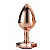 Золотистая анальная втулка с кристаллом-сердечком розового цвета - 7,1 см. - Dream Toys - купить с доставкой в Махачкале