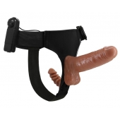 Страпон с вагинальной пробкой и вибрацией Ultra Passionate Harness - 16 см. - Baile - купить с доставкой в Махачкале