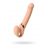 Телесный безремневой вибрострапон Vibrating Bendable Strap-On L - Strap-on-me - купить с доставкой в Махачкале