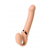 Телесный безремневой вибрострапон Vibrating Bendable Strap-On L - Strap-on-me - купить с доставкой в Махачкале