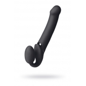 Черный безремневой вибрострапон Vibrating Bendable Strap-On L - Strap-on-me - купить с доставкой в Махачкале