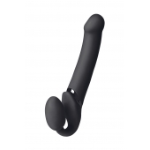 Черный безремневой вибрострапон Vibrating Bendable Strap-On L - Strap-on-me - купить с доставкой в Махачкале