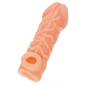 Телесная закрытая насадка с венками Cock Sleeve Size S - 13,8 см. - KOKOS - в Махачкале купить с доставкой