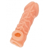 Телесная закрытая насадка с венками Cock Sleeve Size M - 15,6 см. - KOKOS - в Махачкале купить с доставкой