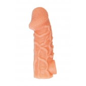 Телесная закрытая насадка с венками Cock Sleeve Size L - 17,6 см. - KOKOS - в Махачкале купить с доставкой