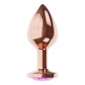 Пробка цвета розового золота с фиолетовым кристаллом Diamond Amethyst Shine S - 7,2 см. - Lola Games - купить с доставкой в Махачкале