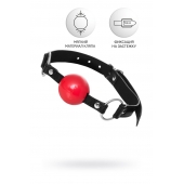 Красный кляп-шар на черных ремешках Anonymo - ToyFa - купить с доставкой в Махачкале