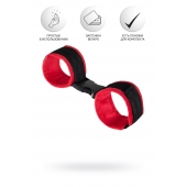 Красно-черные велюровые наручники Anonymo - ToyFa - купить с доставкой в Махачкале