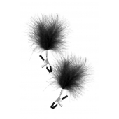 Зажимы на соски с черными пуховыми кисточками Sweet Caress Feather Nipple Clumps - Sweet Caress - купить с доставкой в Махачкале