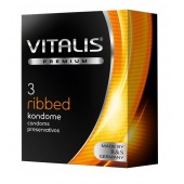Ребристые презервативы VITALIS PREMIUM ribbed - 3 шт. - Vitalis - купить с доставкой в Махачкале