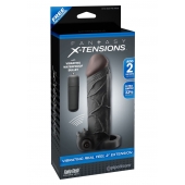 Чёрная вибронасадка с кольцом Vibrating Real Feel 2 Extension - 16 см. - Pipedream - в Махачкале купить с доставкой