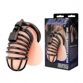 Черная металлическая клетка с замком Deluxe Chastity Cage - BlueLine - купить с доставкой в Махачкале