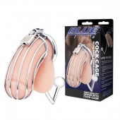 Серебристая металлическая клетка с анальным стимулятором Cock Cage - BlueLine - купить с доставкой в Махачкале