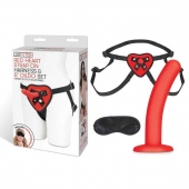 Красный поясной фаллоимитатор Red Heart Strap on Harness   5in Dildo Set - 12,25 см. - Lux Fetish - купить с доставкой в Махачкале