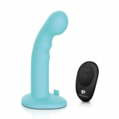 Голубая изогнутая насадка 6in Remote Control Ripple P-Spot G-Spot на черных трусиках - 16 см. - Pegasus - купить с доставкой в Махачкале