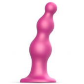 Розовая насадка Strap-On-Me Dildo Plug Beads size S - Strap-on-me - купить с доставкой в Махачкале